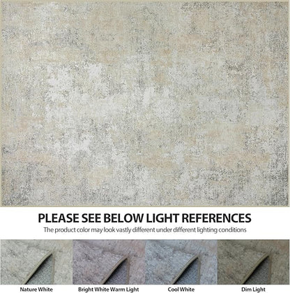 5x8 Area Rugs for Living Room Rug Washable: Abstract Rug for Dining Room Bedroom Carpet Non Slip 5 by 8 Indoor Modern Nursery Home Office Beige Grey