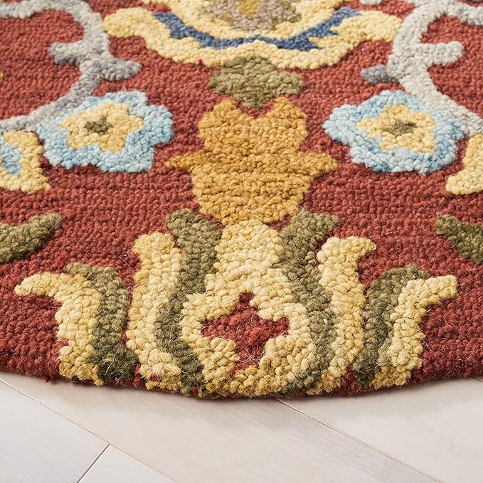 SAFAVIEH Blossom Collection Accent Rug - 4'6" x 6'6" Oval, Red & Multi, Handmade Wool, Ideal for The Living Room, Bedroom, Dining Room (BLM402Q-5OV)