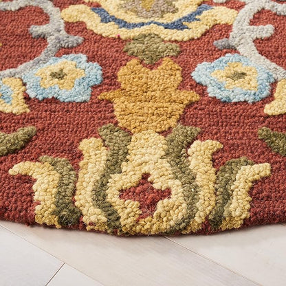 SAFAVIEH Blossom Collection Area Rug - 6' x 8', Red & Multi, Handmade Wool, Ideal for The Living Room, Bedroom, Dining Room (BLM402Q-68)