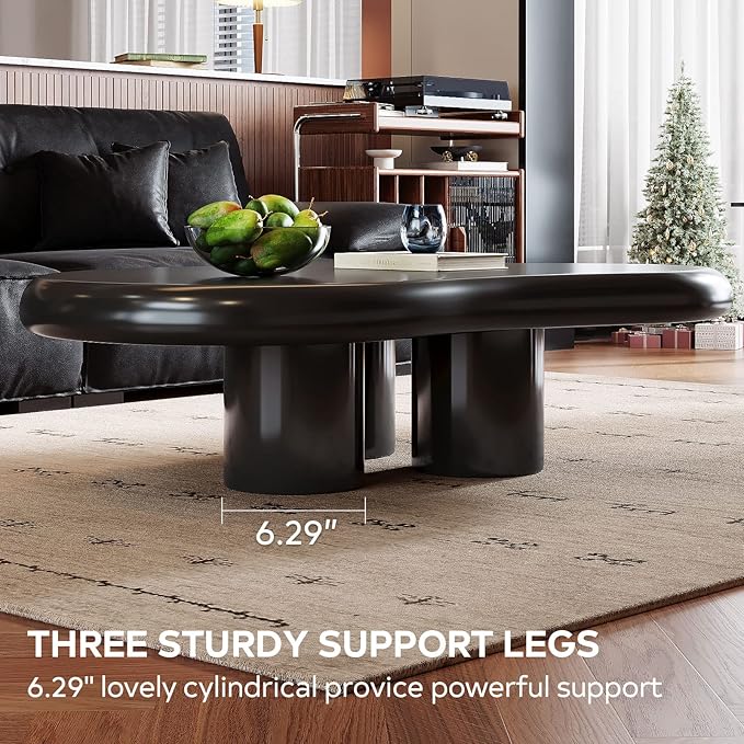 Cloud Coffee Table, Unique Irregular Shape, Modern Cute Living Room Fashion Coffee Table, Black