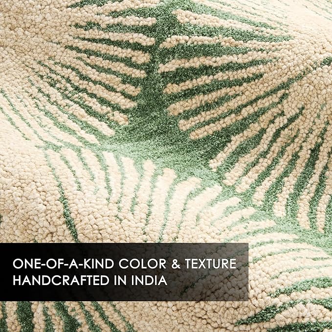 Nicole Miller New York Kendall Fluted Geo Handcrafted Area Rug, 100% Wool Rug, Green, 3'x5'