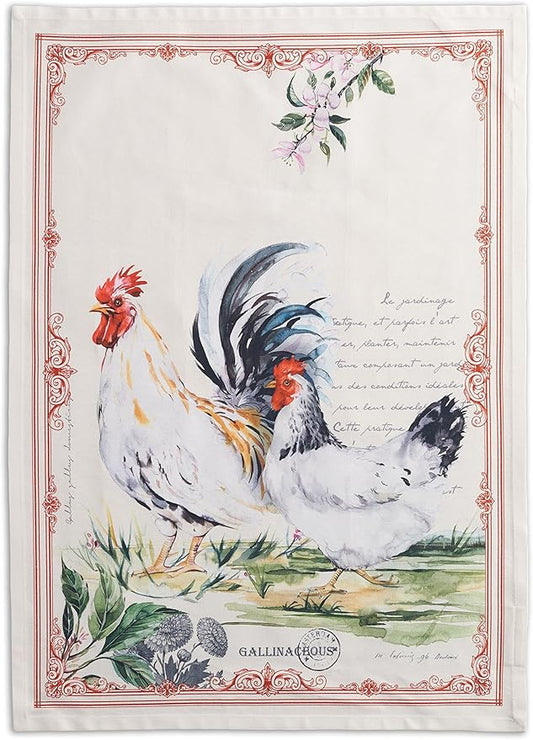 Maison d'Hermine Campagne 100% Cotton Kitchen Towels Basse Cour Set of 2 Absorbent Tea Bar Towels
