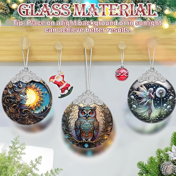 Christmas Ornament, 2025 Ornaments for Christmas Tree, Stained Glass Hanging Ornament, Holiday Ornaments, Unique Gift Idea - Owl