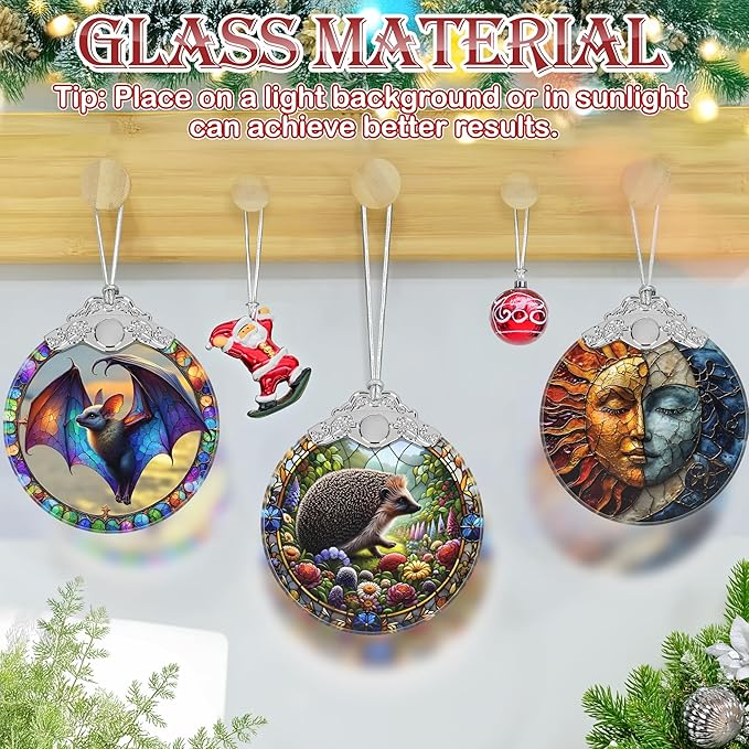 Christmas Ornament, 2025 Ornaments for Christmas Tree, Stained Glass Hanging Ornament, Holiday Ornaments, Unique Gift Idea - Hedgehog