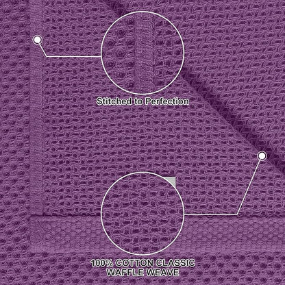 Homaxy 100% Cotton Kitchen Towels and Dishcloths Set, 12 x 12 Inches and 13 x 28 Inches, Set of 8 Bulk Kitchen Towels Set, Ultra Soft Absorbent Dish Cloths for Washing Dishes, Purple