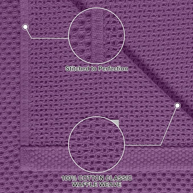 Homaxy 100% Cotton Kitchen Towels and Dishcloths Set, 12 x 12 Inches and 13 x 28 Inches, Set of 10 Bulk Kitchen Towels Set, Ultra Soft Absorbent Dish Cloths for Washing Dishes, Purple