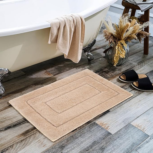 GRANNY SAYS Bathroom Rugs Non Slip, 20" x 32", Bath Rugs for Bathroom Washable, Bath Mats for Floor, Microfiber Bath Mat for Tub, Absorbent Bath Rugs for Bath, Khaki