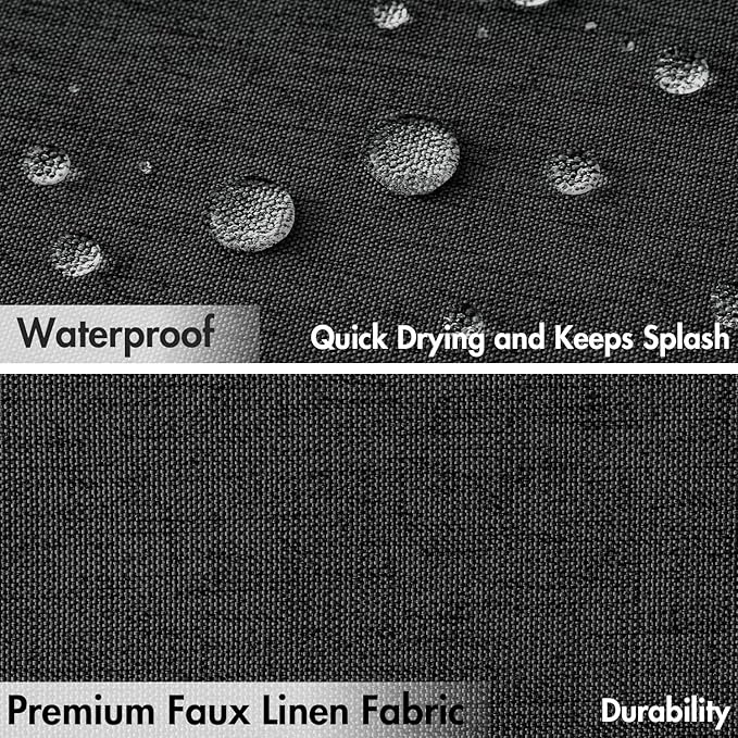 MIULEE Black Scalloped Shower Curtain Linen Textured with 12 Metal Hooks Cute Heavy Duty Washable Waterproof Thick Cloth Halloween Shower Curtains with Black Border for Bathroom Hotel Bathtub,W72*L72