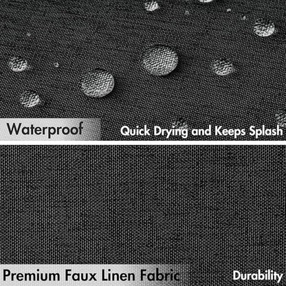 MIULEE Black Scalloped Shower Curtain Linen Textured with 12 Metal Hooks Cute Heavy Duty Washable Waterproof Thick Cloth Halloween Shower Curtains with Black Border for Bathroom Hotel Bathtub,W72*L72