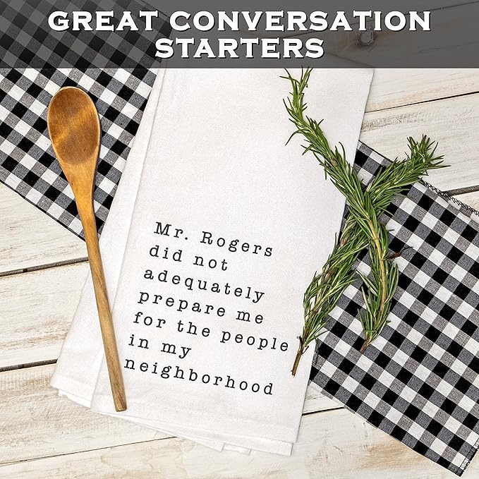 MAINEVENT Mr Rogers Funny Dish Towel Gift Kitchen Tea Towel 18x24
