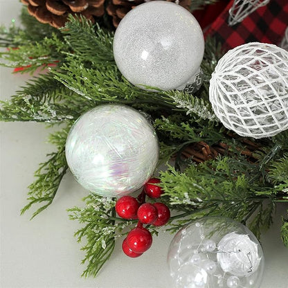 Clear Christmas Ball Ornaments, 30ct 2.36 Inch White Christmas Ornaments Balls for Christmas Tree with Delicate Stuff Shatterproof Hanging Xmas Tree Baubles Decorations for Wedding Christmas