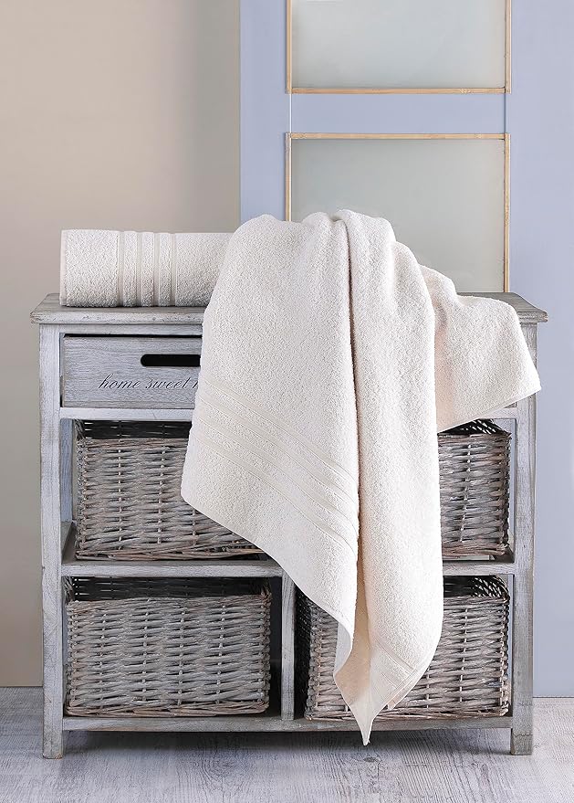Hawmam Linen Jumbo Large Bath Sheets Towels 2 Pack Soft and Absorbent, Premium Quality 100% Cotton Towels Sea Salt