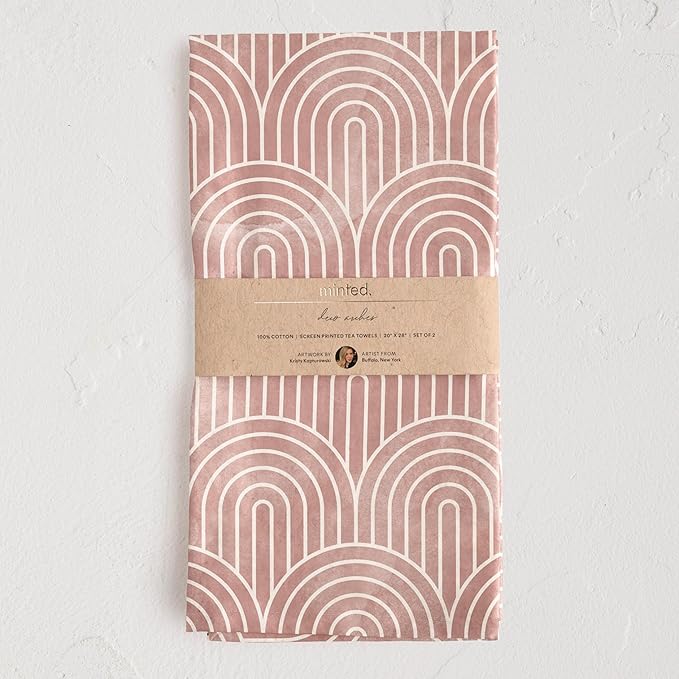 Minted Deco Arches Tea Towels Cotton Kitchen Towels Decorative with Hanging Loop Set of 2