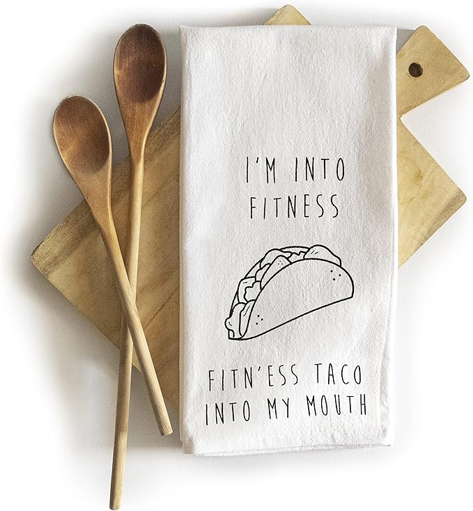 I'm Into Fitness Taco Kitchen Towels 18x24 Funny Dish Towels Tabletop Decor Taco