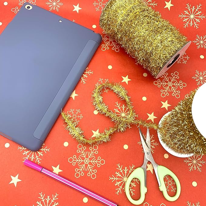 50 Yards Gold Metallic Tinsel Christmas Garland Tinsel Bibbon for Christmas Tree,Wedding Birthday Party Decorations Supplies