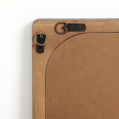 LuxenHome Rectangle Wall Mirror for Bathroom, 23.5"x35" Large Rubberwood Framed Wall Mounted Decorative Vanity Mirror for Living Room Bedroom Decor, Hanging Sculptures Accent for Entryway Home Decor