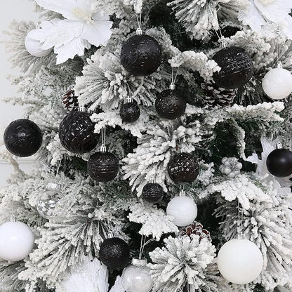 Christmas Ball Ornaments Black Christmas Tree Decorations with Hang Rope-36pcs Shatterproof Christmas Ornaments Set with 6 Styles in 3 Sizes(Small Medium Large)