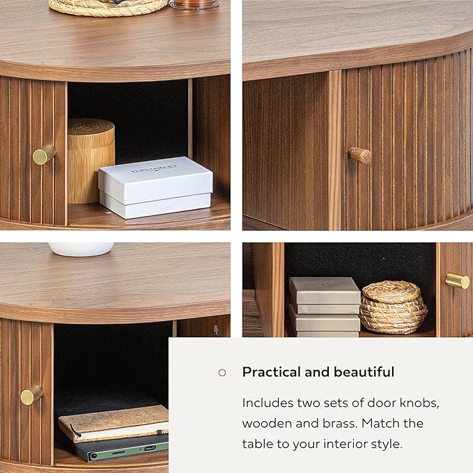 WERMO 51'' Small Wood Writing Desk and Makeup Vanity Desk with Storage and Sliding Doors - Narrow Computer and Work Table for Home Office, Modern Vanity, Brown Dressing Table for Bedroom (Walnut)