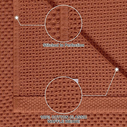 Homaxy 100% Cotton Kitchen Towels and Dishcloths Set, 12 x 12 Inches and 13 x 28 Inches, Set of 8 Bulk Kitchen Towels Set, Ultra Soft Absorbent Dish Cloths for Washing Dishes, Rust