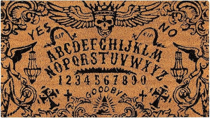 Juvale Ouija Board Front Door Mat - Brown Spooky & Funny Welcome Mat for Porch, Patio, and Entryways, (30 x 17 in) (Weather-Resistant)