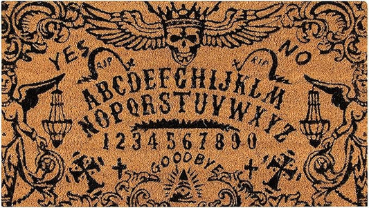 Juvale Ouija Board Front Door Mat - Brown Spooky & Funny Welcome Mat for Porch, Patio, and Entryways, (30 x 17 in) (Weather-Resistant)