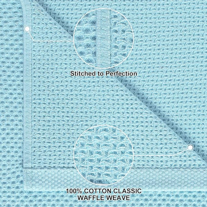 Homaxy 100% Cotton Kitchen Towels and Dishcloths Set, 12 x 12 Inches and 13 x 28 Inches, Set of 12 Bulk Kitchen Towels Set, Ultra Soft Absorbent Dish Cloths for Washing Dishes, Sky Blue