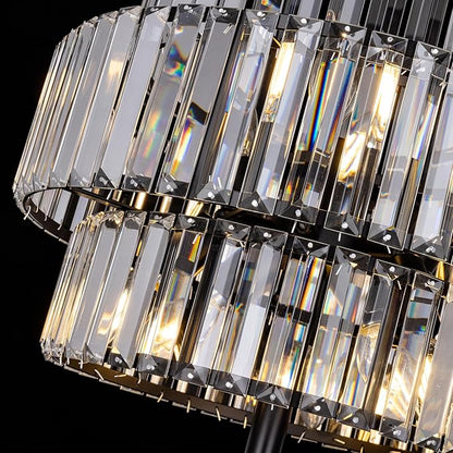 Wellmet Black Floor Lamp for Living Room, 6 Lights Modern Crystal Standing Lamp, Tall Elegant Floor Lamp with Foot Switch for Office, Reading Room, Bedroom, Dining Room(E12 Base)