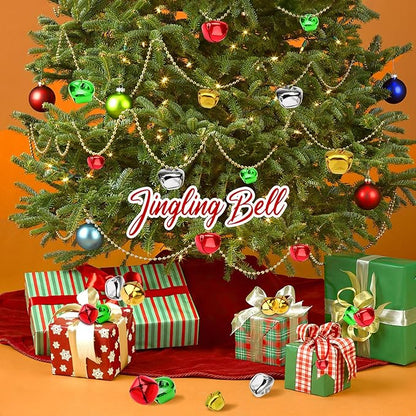 Augshy 240 Pieces Colorful Jingle Bells 4 Colors Mixed Craft Bell Bulk for Christmas Home and Pet Decorations Xmas Decor Party Favors Supplies (0.3/0.4/0.47 inch)