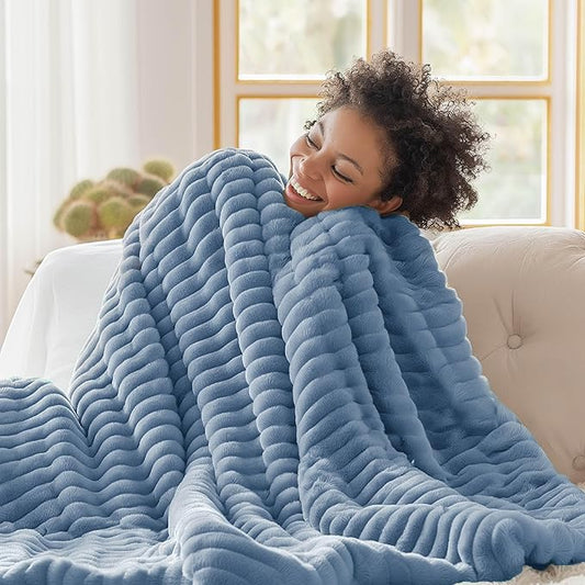Bedsure GentleSoft Throw Blanket for - Cozy Soft Blankets for Women, Cute Small Throws for Girls, Ashley Blue, 50x70 Inches