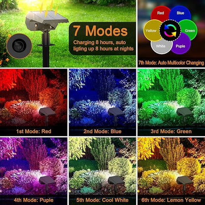 WELALO Solar Color Changing Spot Lights Outdoor, Waterproof Solar Halloween Lights, 7 Modes Multicolor RGB Landscape Spotlight for Garden Yard Driveway Lawn Patio Pathway Christmas Decorations 10 Pack