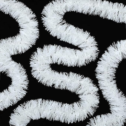 WILLBOND 50 ft Christmas Tinsel Garland Metallic Tinsel Twist Garland Christmas Tree Decorations New Year Wedding Birthday Hanging Decorations Party Supplies, 3 Inch(White)