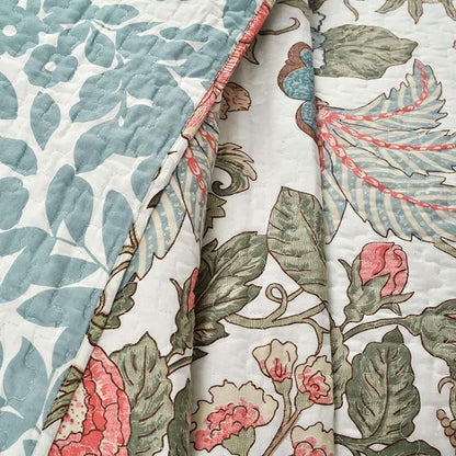 Lush Decor Sydney Reversible Cotton Quilt Set King/California King 3 Piece Bedding, Green Blue