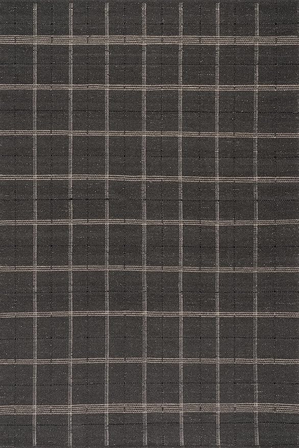 Rugs USA x Nate Berkus Downing Plaid Wool Cozy Area Rug, 9' 6" x 13' 6", Black