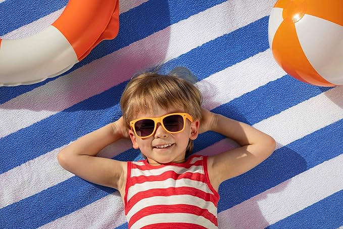 Utopia Towels 4 Pack Cabana Stripe Beach Towel Oversized 100% Ring Spun Cotton Beth Towels Highly Absorbent, Blue
