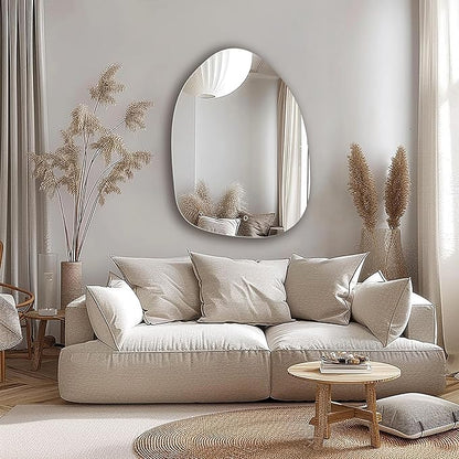 LuxenHome Asymmetrical LED Lighted Mirror for Bathroom, 31"x23" Accent Wall Mirror with Lights, Irregular Vanity Mirror, Washbasin Backlit Led Illuminated Mirror,Entryway, Living Room