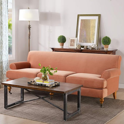 Jennifer Taylor Home Alana Lawson Three-Cushion Tightback Sofa, Peach Orange Velvet, 3-Seat