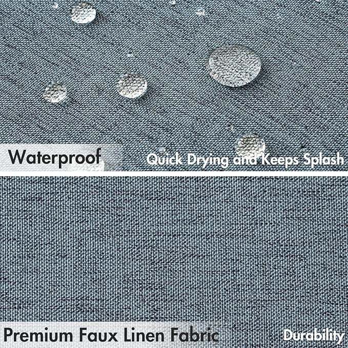 MIULEE 84" Long Scalloped Shower Curtain Linen Textured with 12 Metal Hooks Cute Extra Long Heavy Duty Washable Waterproof Cloth Shower Curtains with Black Border for Bathroom Hotel,Dusty Blue