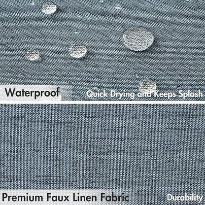 MIULEE 84" Long Scalloped Shower Curtain Linen Textured with 12 Metal Hooks Cute Extra Long Heavy Duty Washable Waterproof Cloth Shower Curtains with Black Border for Bathroom Hotel,Dusty Blue