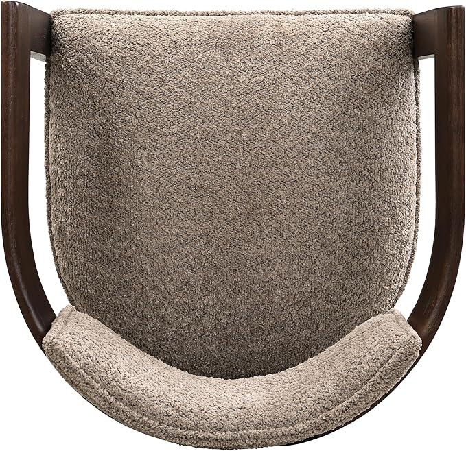 Christopher Knight Home Falcon Boucle Fabric Upholstered Dining Chairs Set of 2, Modern Wooden Dining, Curved Backrest Kitchen Side Chair,Living Room Extra Seat, Espresso