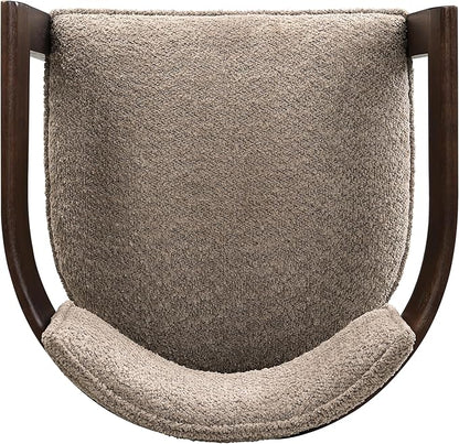 Christopher Knight Home Falcon Boucle Fabric Upholstered Dining Chairs Set of 2, Modern Wooden Dining, Curved Backrest Kitchen Side Chair,Living Room Extra Seat, Espresso