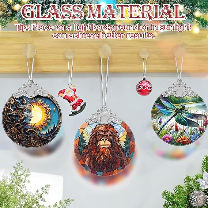 Christmas Ornament, 2025 Ornaments for Christmas Tree, Stained Glass Hanging Ornament, Holiday Ornaments, Unique Gift Idea - Sasquatch