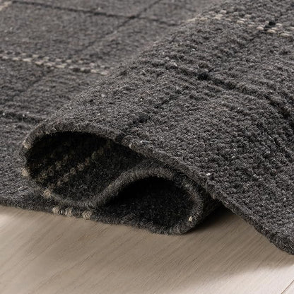 Rugs USA x Nate Berkus Downing Plaid Wool Cozy Area Rug, 9' 6" x 13' 6", Black