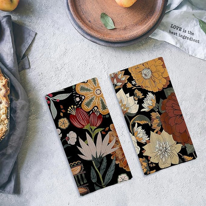 Abstract Floral Dish Towels Vintage Waffle Weave, Retro Flower
