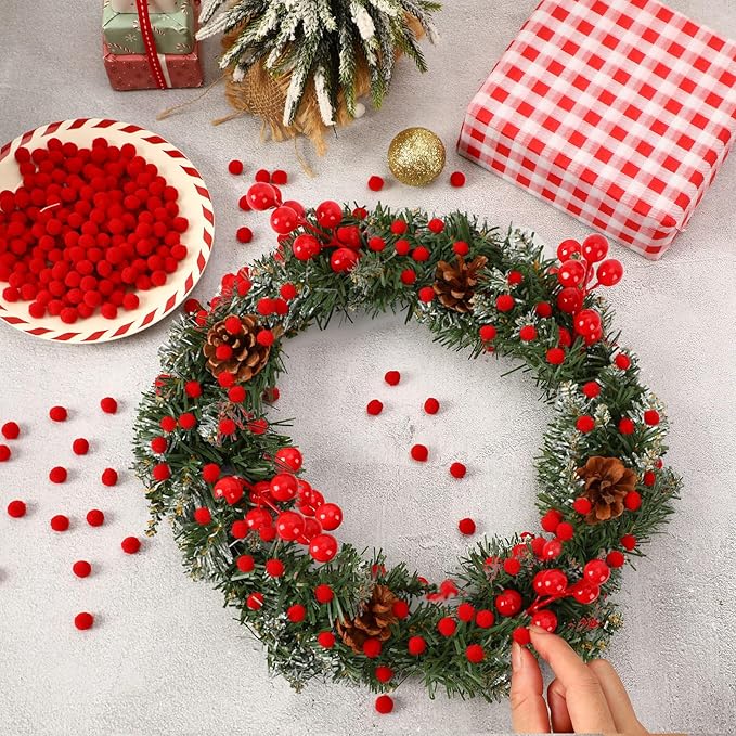 SEPGLITTER Christmas Pom Poms Balls, 1000 Pieces Light Red Pompoms Pom Poms for Crafts Making DIY Holiday Christmas Decorations Supplies (0.4 inch/1 cm )