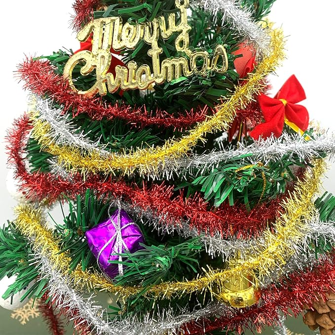 50 Yards Gold Metallic Tinsel Christmas Garland Tinsel Bibbon for Christmas Tree,Wedding Birthday Party Decorations Supplies