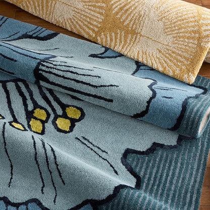 Nicole Miller New York Kendall Fluted Geo Handcrafted Area Rug, 100% Wool Rug, Gold, 5'x7’