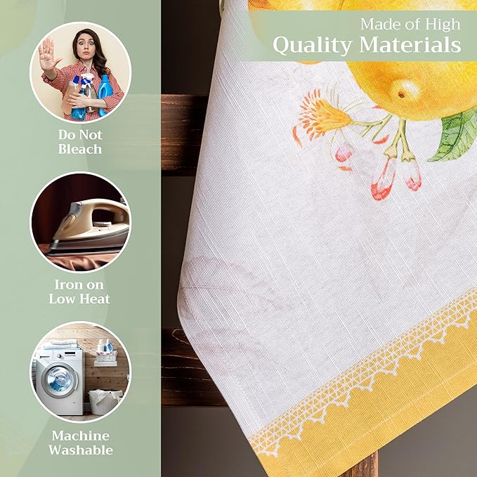 Maison d'Hermine Dish Towels 100% Cotton Absorbent Limoncello Set of 3 Spring Summer