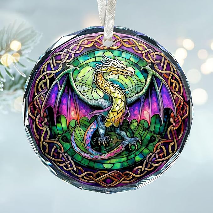 Celtics Ornament - Dragon Themed Celtic Christmas Ornaments for Tree, Unique Dragon Tree Topper, Perfect for Dragons Lovers, Eye-Catching Celtic Knot Ornaments, Ideal for Families