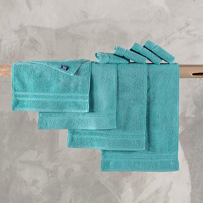 Hawmam Linen Hand Towels 4 Pack Turkish Cotton Premium Quality Soft and Absorbent Small Towels for Bath Towels, Teal Turquoise
