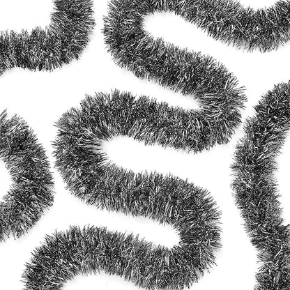 WILLBOND 50 ft Christmas Tinsel Garland Metallic Tinsel Twist Garland Christmas Tree Decorations New Year Wedding Birthday Hanging Decorations Party Supplies, 3 Inch(Black)